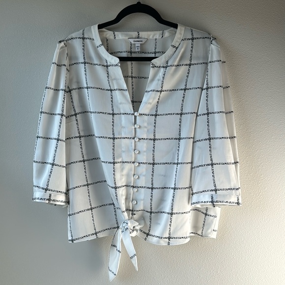 Express Tops - Express Black and White Blouse